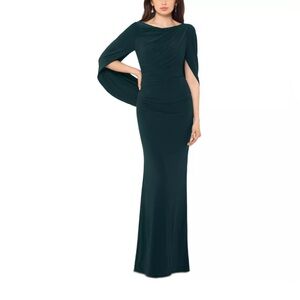 Betsy & Adam Womens Drapey Long Party Evening Dress Gown Dark Green Size 14 NEW!